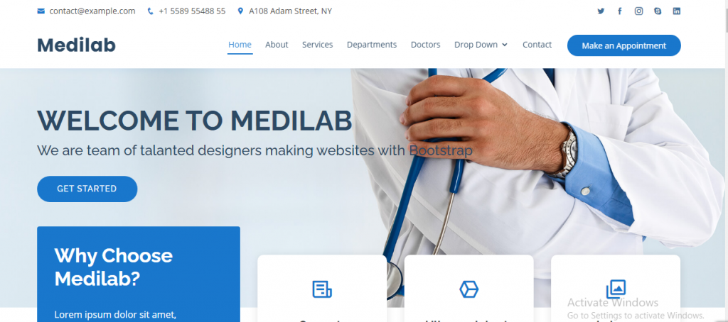 MediLab free responsive website templates