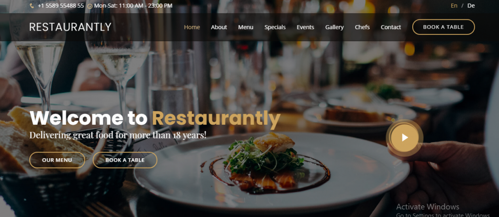 Restaurantly free responsive website templates